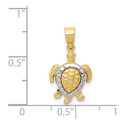 14K Two-Tone Gold Turtle Pendant – view 5