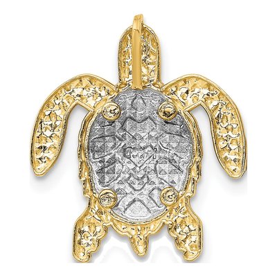 14K Two-Tone Gold Turtle Slide Pendant – view 4