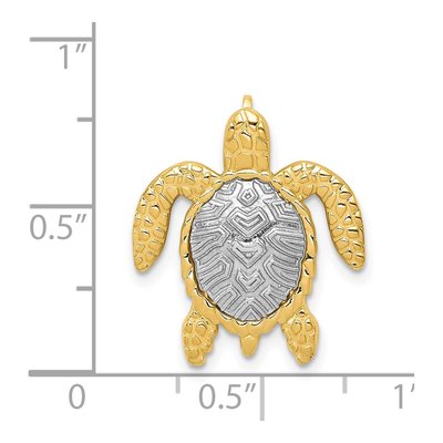 14K Two-Tone Gold Turtle Slide Pendant – view 5