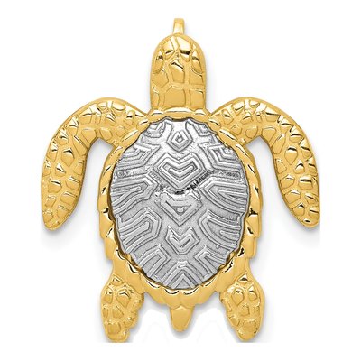 14K Two-Tone Gold Turtle Slide Pendant