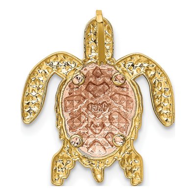 14K Two-Tone Gold Turtle Slide Pendant – view 4