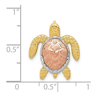 14K Two-Tone Gold Turtle Slide Pendant – view 5