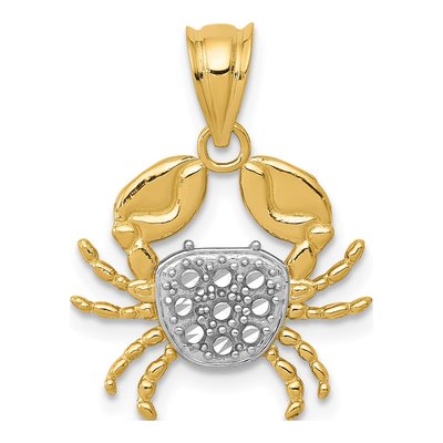 14K Yellow Gold Diamond-Cut Crab Pendant