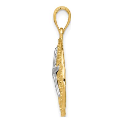 14K Two-Tone Gold Sand Dollar Starfish Pendant – view 3