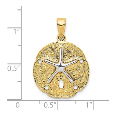 14K Two-Tone Gold Sand Dollar Starfish Pendant – view 4