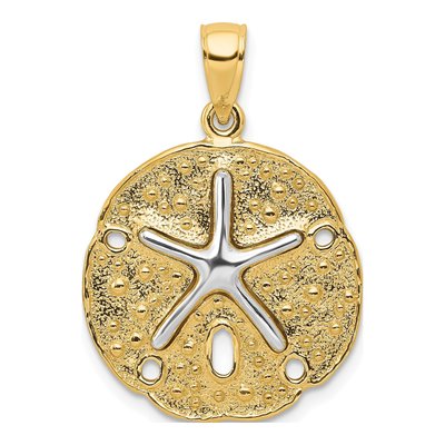 14K Two-Tone Gold Sand Dollar Starfish Pendant