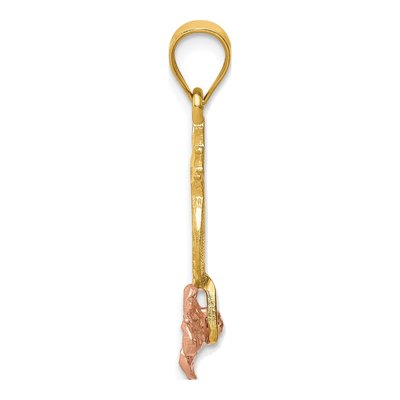 14K Two-Tone Gold Pineapple Plumeria Pendant – view 3