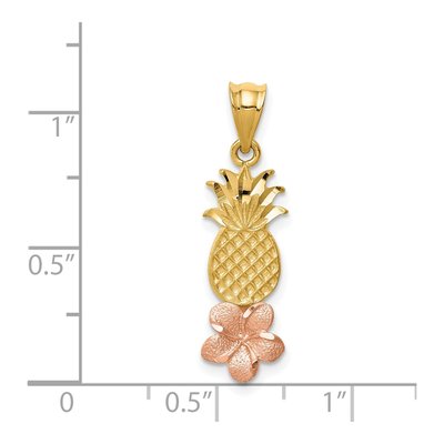 14K Two-Tone Gold Pineapple Plumeria Pendant – view 4