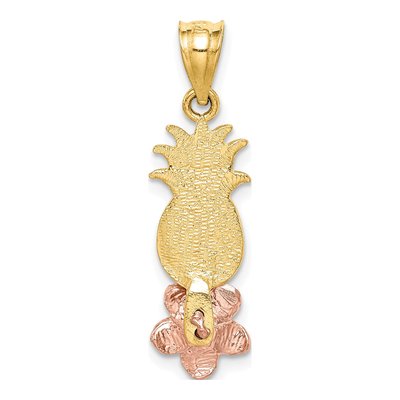 14K Two-Tone Gold Pineapple Plumeria Pendant – view 5