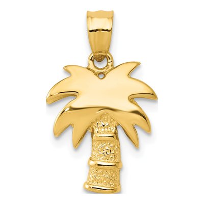14K Yellow Gold Palm Tree Pendant