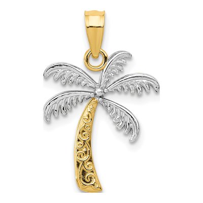 14K Yellow Gold Palm Tree Pendant