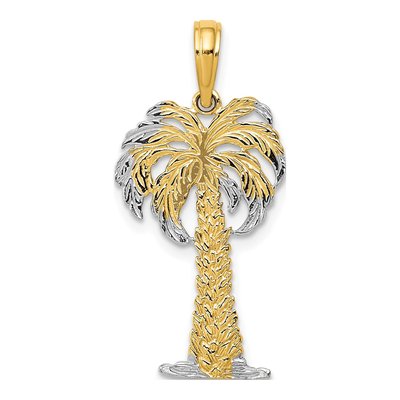 14K Yellow Gold Palm Tree Pendant