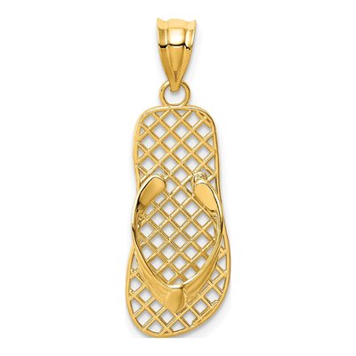 14K Yellow Gold Flip-Flop Mesh Pendant
