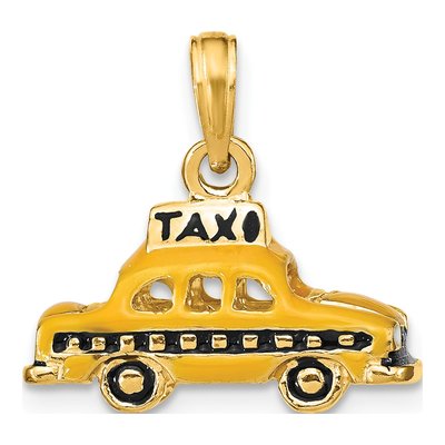 14K Yellow Gold 3-D Enameled Taxi Pendant – view 4