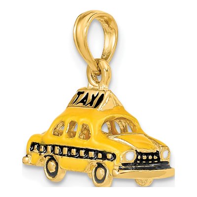 14K Yellow Gold 3-D Enameled Taxi Pendant – view 6