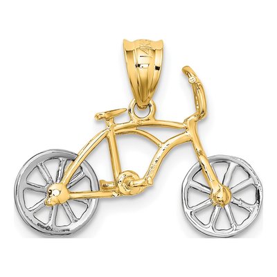 14K Two-Tone Gold 3D Bicycle Pendant – view 4