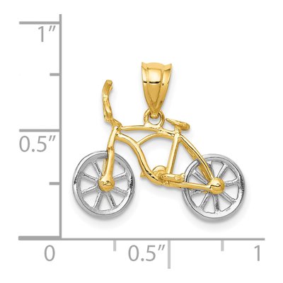 14K Two-Tone Gold 3D Bicycle Pendant – view 5
