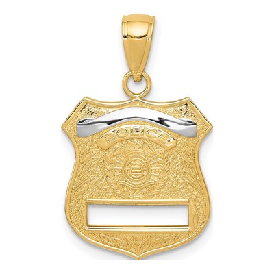 14K Yellow Gold Police Badge Pendant