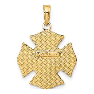 14K Yellow Gold Fire Department Badge Pendant – view 4