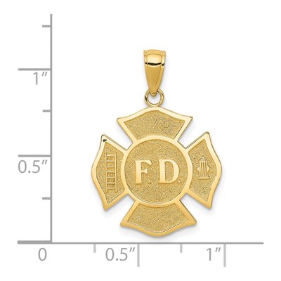 14K Yellow Gold Fire Department Badge Pendant – view 5