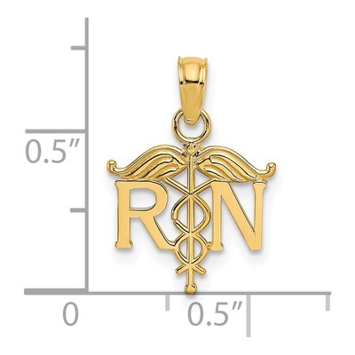 14K Yellow Gold RN Registered Nurse Pendant – view 4