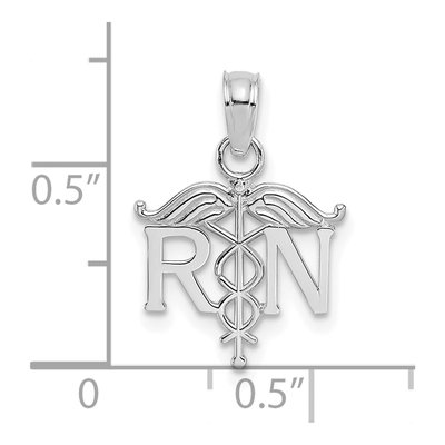 14K White Gold RN Registered Nurse Pendant – view 4