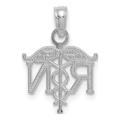 14K White Gold RN Registered Nurse Pendant – view 5