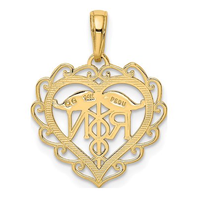 14K Yellow Gold Registered Nurse Heart Pendant – view 4