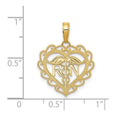 14K Yellow Gold Registered Nurse Heart Pendant – view 5