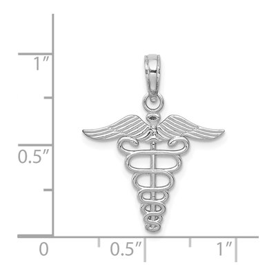 14K White Gold Caduceus Pendant – view 5