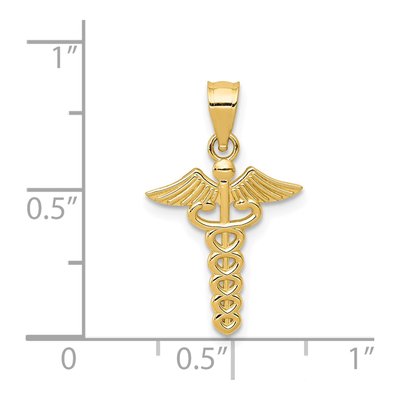 14K Yellow Gold Caduceus Medical Pendant – view 5