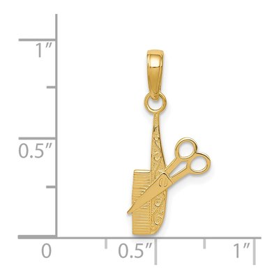 14K Yellow Gold Comb Scissors Pendant – view 5