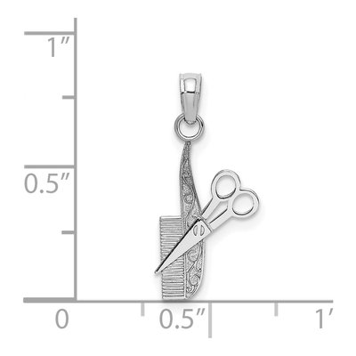 14K White Gold Comb Scissors Pendant – view 4