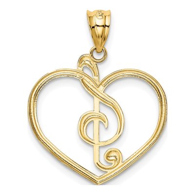 14K Yellow Gold Treble Clef Heart Charm – view 4
