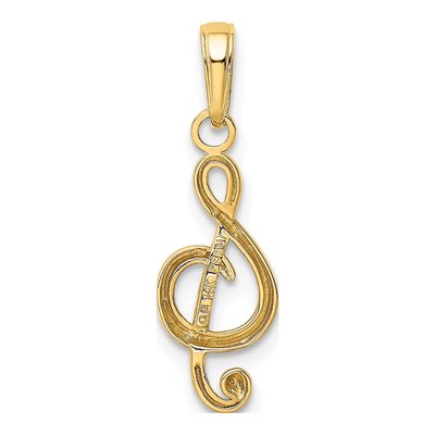 14K Yellow Gold Treble Clef Pendant – view 4