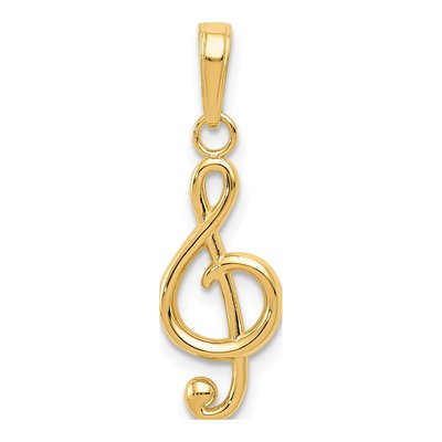 14K Yellow Gold Treble Clef Pendant