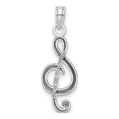 14K White Gold Treble Clef Pendant – view 4