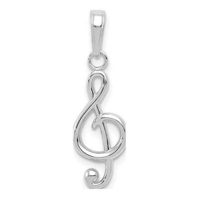14K White Gold Treble Clef Pendant
