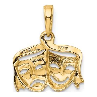 14K Yellow Gold Comedy Tragedy Pendant – view 4