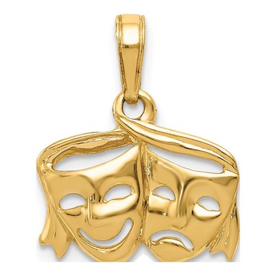 14K Yellow Gold Comedy Tragedy Pendant