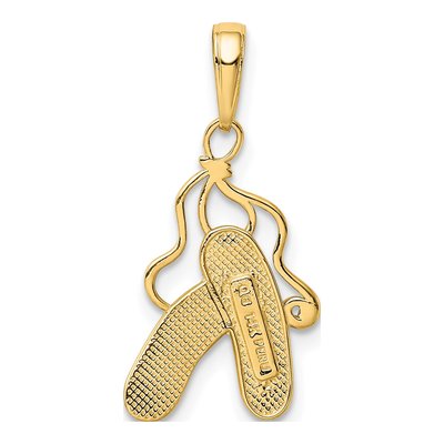 14K Yellow Gold Pink Enamel Ballet Slippers Charm – view 4