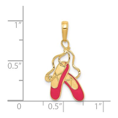 14K Yellow Gold Pink Enamel Ballet Slippers Charm – view 5