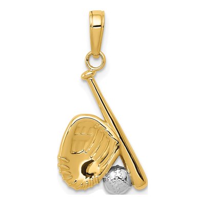 14K Yellow Gold Baseball Pendant