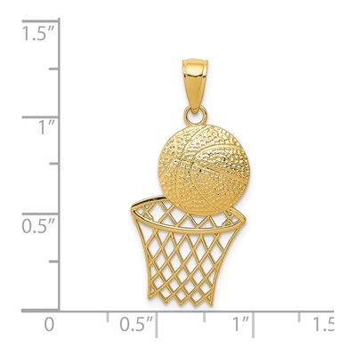 14K Yellow Gold Basketball Net Pendant – view 5