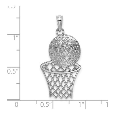 14K White Gold Basketball Net Pendant – view 4