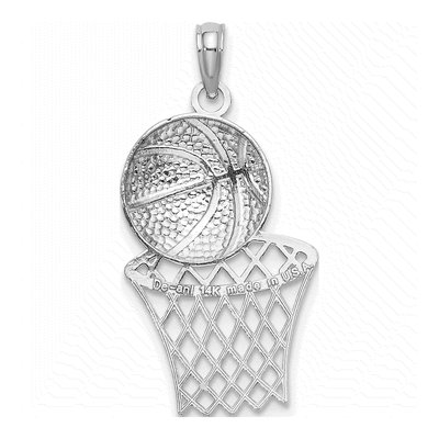 14K White Gold Basketball Net Pendant – view 5