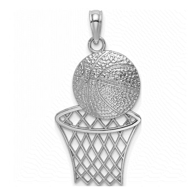 14K White Gold Basketball Net Pendant