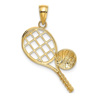 14K Yellow Gold Tennis Racquet Ball Charm – view 4