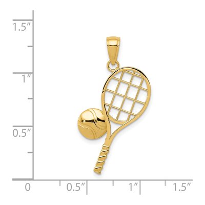 14K Yellow Gold Tennis Racquet Ball Charm – view 5