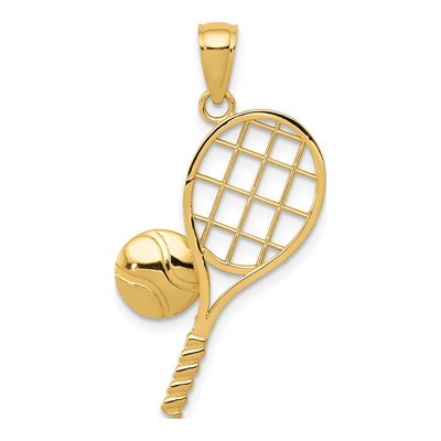 14K Yellow Gold Tennis Racquet Ball Charm